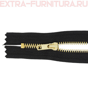 Молния джинсовая № 4, 16 см, латунь, цв.322 черный