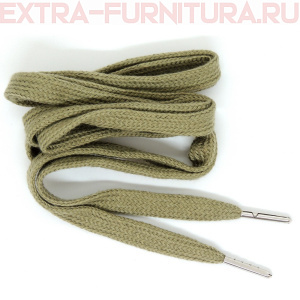 Шнурки плоские 130см, шир.10мм, Хлопок, наконечник металл, цв.серый (св.хаки)