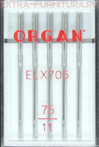 Иглы Organ оверлок EL х 705 для БШМ № 75, уп.5шт