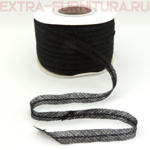 Лента нитепрошивная клеевая, по косой с нитью, арт.5710B шир. 10 мм цв.черный,уп. 100 м