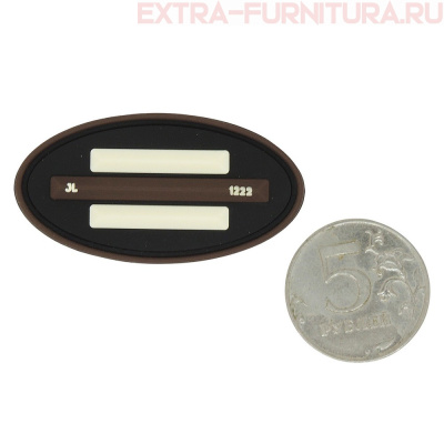 Нашивка силиконовая овал 5*2,5см черный с коричневой и молочными полосами