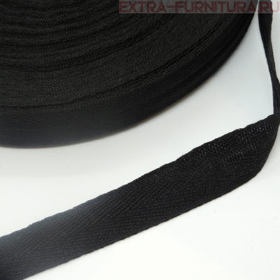 Лента киперная х/б 25 мм, цв.черный, уп.100м, 13уп./39уп. (пл.4,5 г/м)