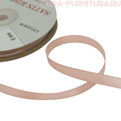 Лента атласная  6 мм  цв.071 светло-розовый рул. 27,42м *