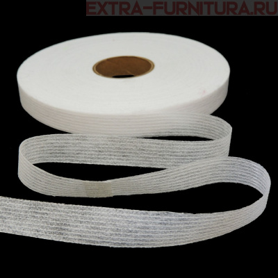 Лента нитепрошивная клеевая, по долевой, арт.4715W шир. 15 мм цв.белый ,уп. 100 м